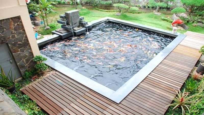 Membangun sebuah kolam kecil di taman depan rumah